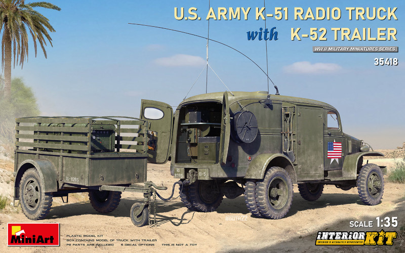 US Army K-51 Radio Truck with K-52 Trailer